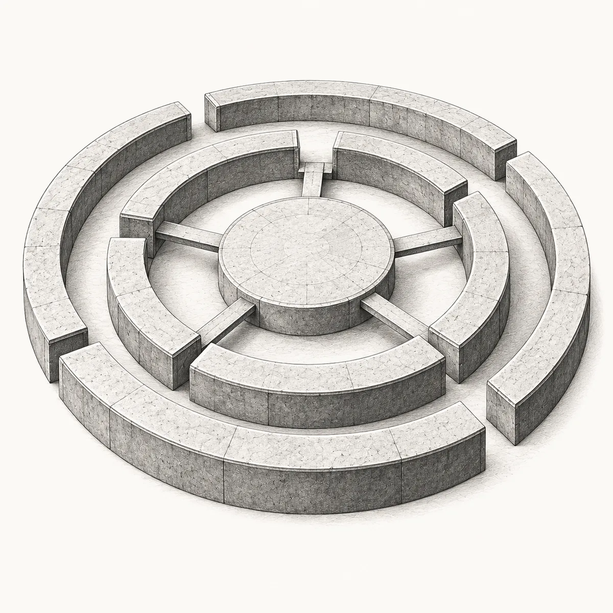 Concentric connected structures representing a business within its market